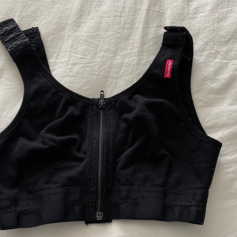 34c Lipoelastic Black Zip-Front Compression Bra